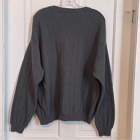 Vintage Arnold Palmer Sportswear V-Neck Knit Dark Gray Cotton Sweater Size Large - Picture 4 of 6